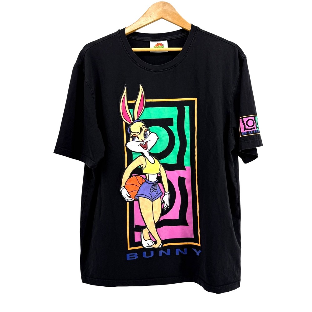 Vtg. Space Jam Lola Bunny T-Shirt Mens XL Pre-Owned Black 90s Graphic Basketball
